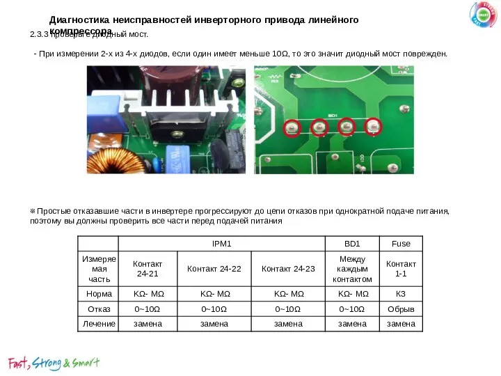 - При измерении 2-х из 4-х диодов, если один имеет меньше