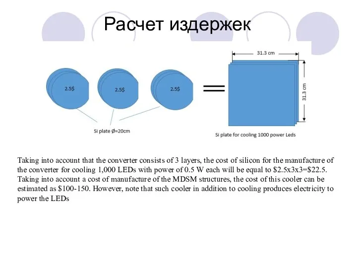 Расчет издержек Taking into account that the converter consists of 3