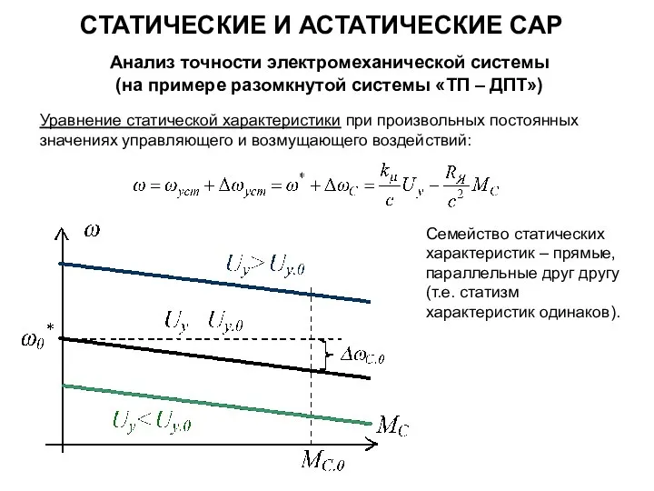 СТАТИЧЕСКИЕ И АСТАТИЧЕСКИЕ САР Анализ точности электромеханической системы (на примере разомкнутой