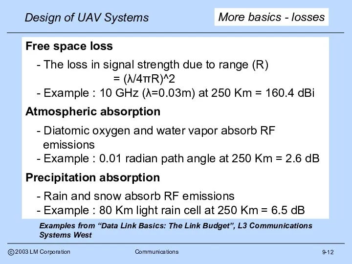 9-12 More basics - losses Free space loss - The loss
