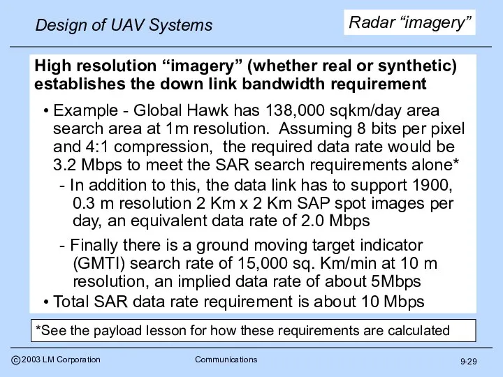 9-29 Radar “imagery” High resolution “imagery” (whether real or synthetic) establishes