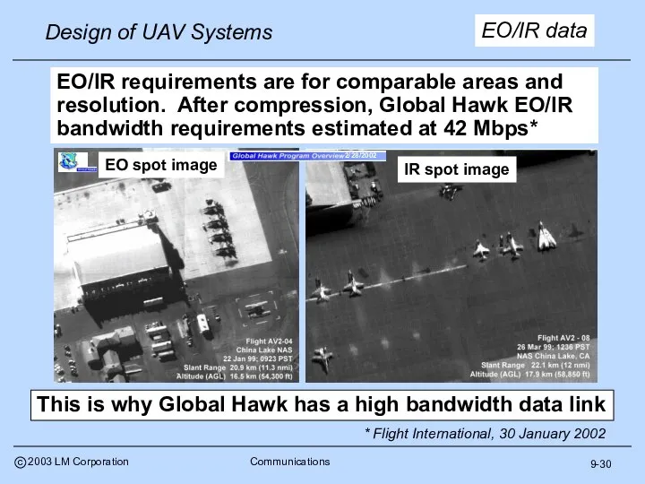 EO/IR data EO/IR requirements are for comparable areas and resolution. After