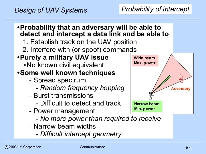 9-41 Probability of intercept Probability that an adversary will be able