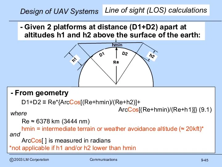 - Given 2 platforms at distance (D1+D2) apart at altitudes h1