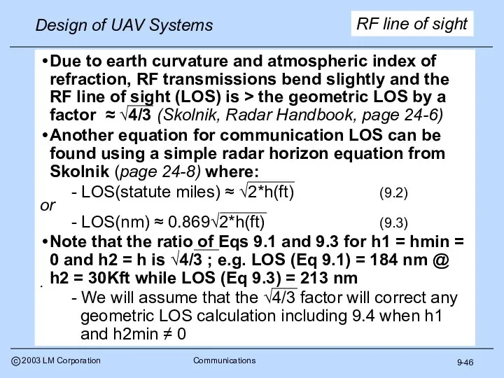9-46 RF line of sight Due to earth curvature and atmospheric