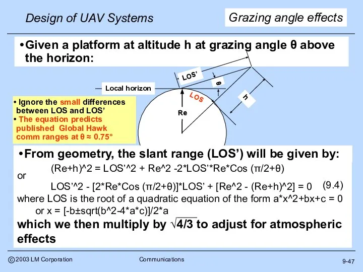 9-47 Grazing angle effects Ignore the small differences between LOS and