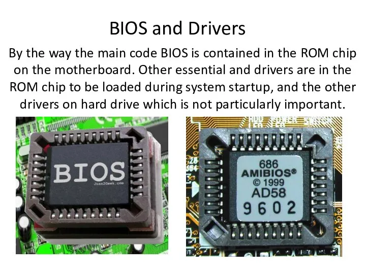 BIOS and Drivers By the way the main code BIOS is