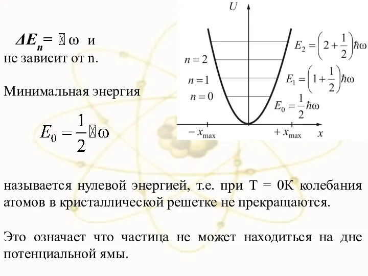 ΔEn= ω и не зависит от n. называется нулевой энергией, т.е.