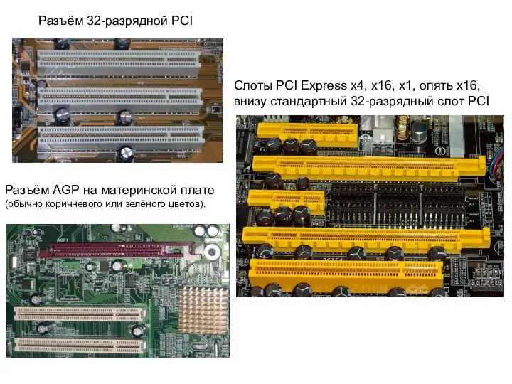 Разъём 32-разрядной PCI Слоты PCI Express x4, x16, x1, опять x16,