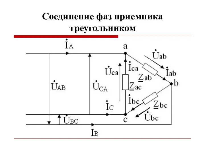 Соединение фаз приемника треугольником