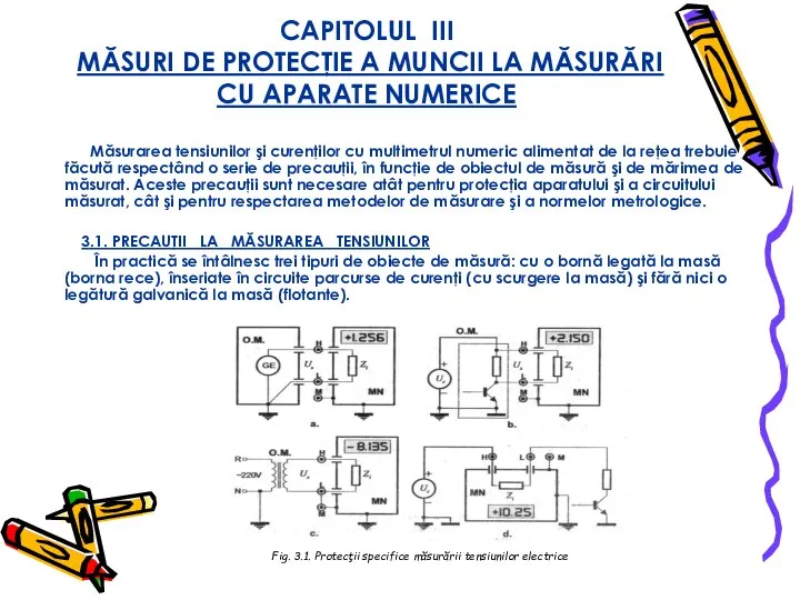 CAPITOLUL III MĂSURI DE PROTECŢIE A MUNCII LA MĂSURĂRI CU APARATE