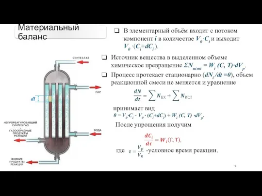 где -условное время реакции. Источник вещества в выделенном объеме ­ химическое