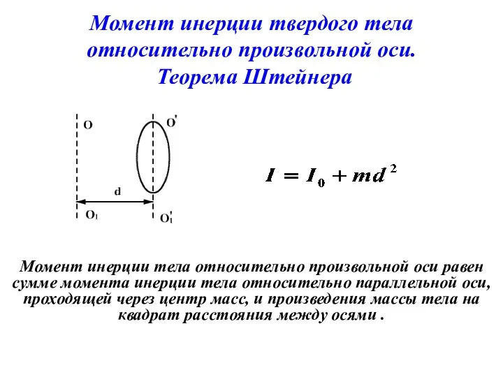 Момент инерции твердого тела относительно произвольной оси. Теорема Штейнера Момент инерции