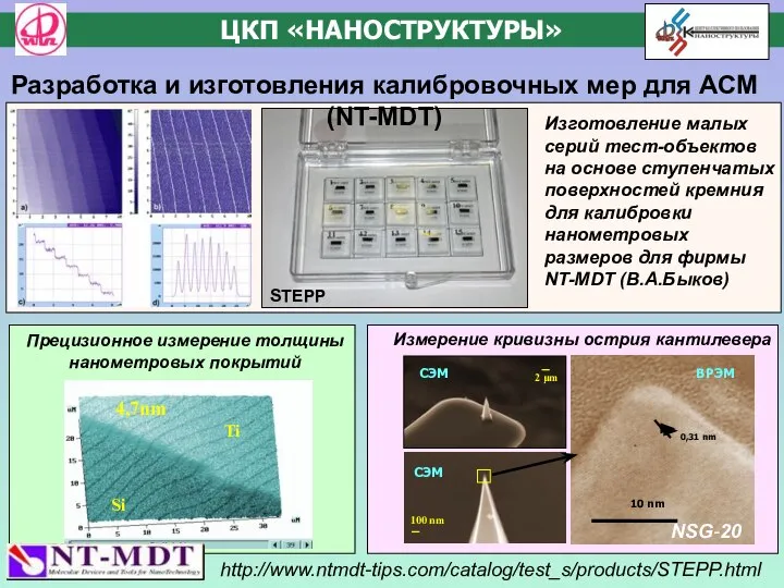 Изготовление малых серий тест-объектов на основе ступенчатых поверхностей кремния для калибровки