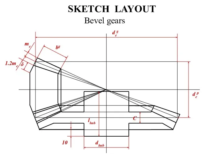 SKETCH LAYOUT Bevel gears