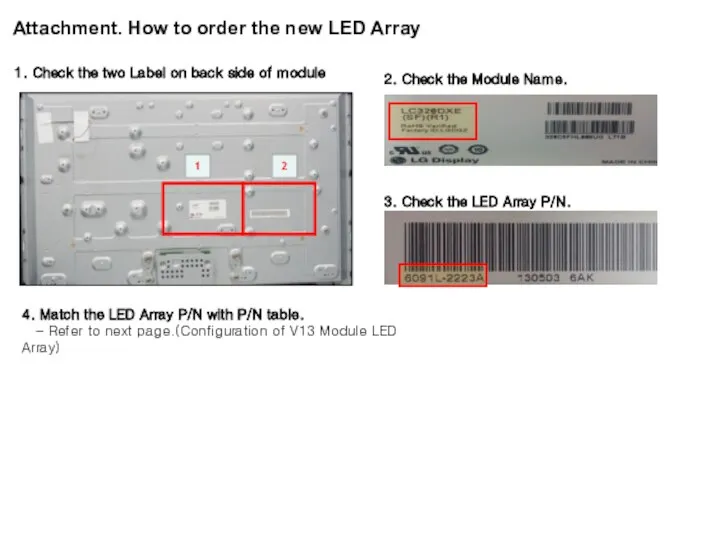 Attachment. How to order the new LED Array 1. Check the