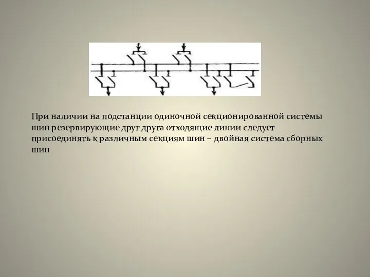 При наличии на подстанции одиночной секционированной системы шин резервирующие друг друга