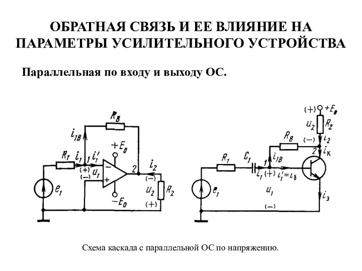 ОБРАТНАЯ СВЯЗЬ И ЕЕ ВЛИЯНИЕ НА ПАРАМЕТРЫ УСИЛИТЕЛЬНОГО УСТРОЙСТВА Параллельная по