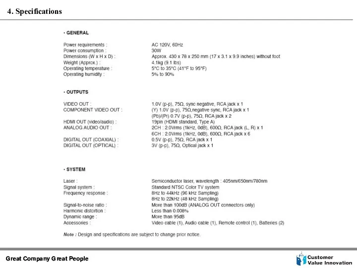 4. Specifications