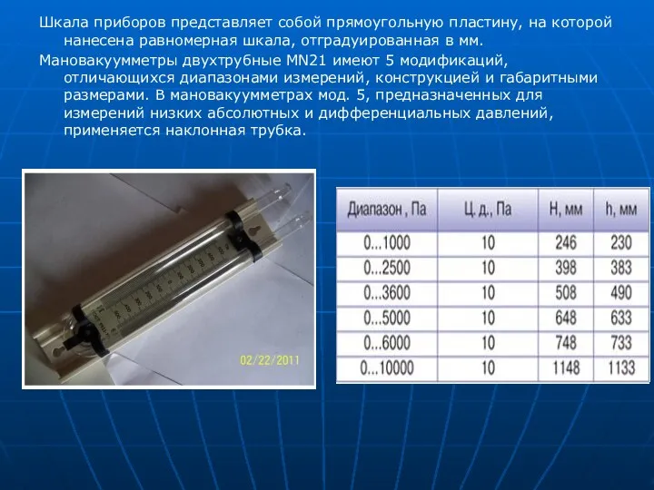 Шкала приборов представляет собой прямоугольную пластину, на которой нанесена равномерная шкала,