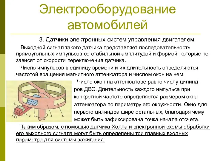 Электрооборудование автомобилей 3. Датчики электронных систем управления двигателем Выходной сигнал такого