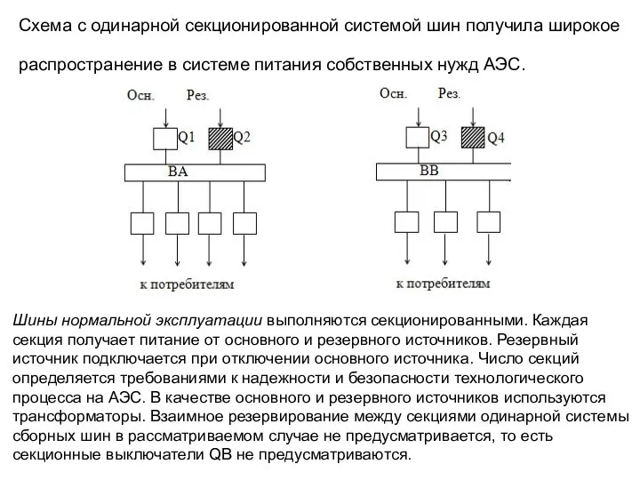 Схема с одинарной секционированной системой шин получила широкое распространение в системе