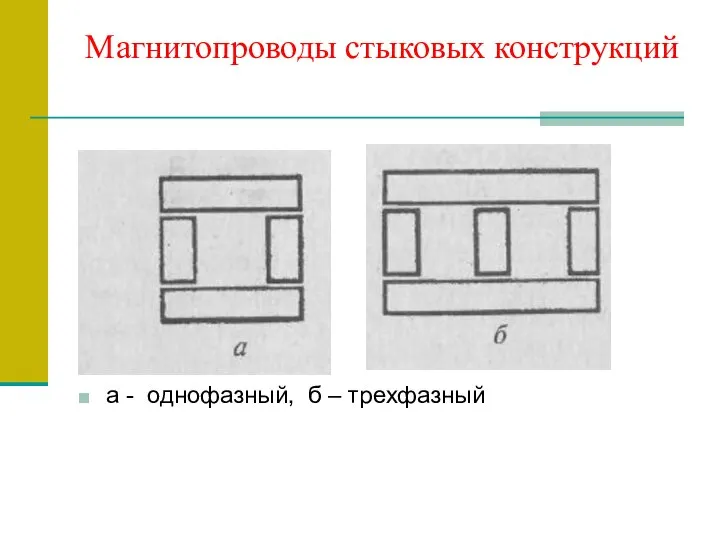 Магнитопроводы стыковых конструкций а - однофазный, б – трехфазный