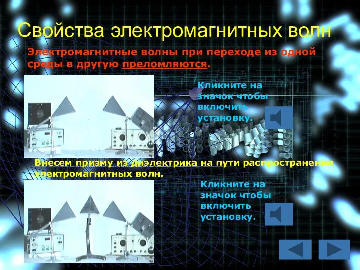 Свойства электромагнитных волн Электромагнитные волны при переходе из одной среды в