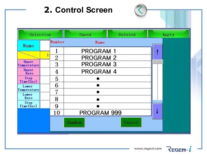 www.regeni.com 2. Control Screen