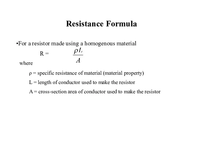 Resistance Formula