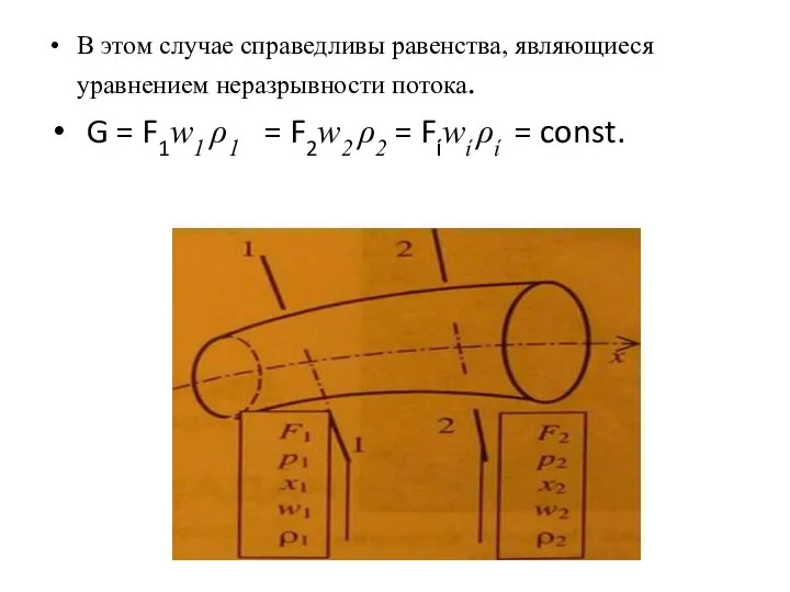 В этом случае справедливы равенства, являющиеся уравнением неразрывности потока. G =