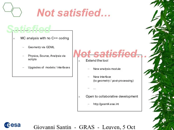 Giovanni Santin - GRAS - Leuven, 5 Oct 2005 Not satisfied…