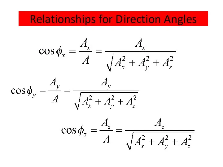 Relationships for Direction Angles