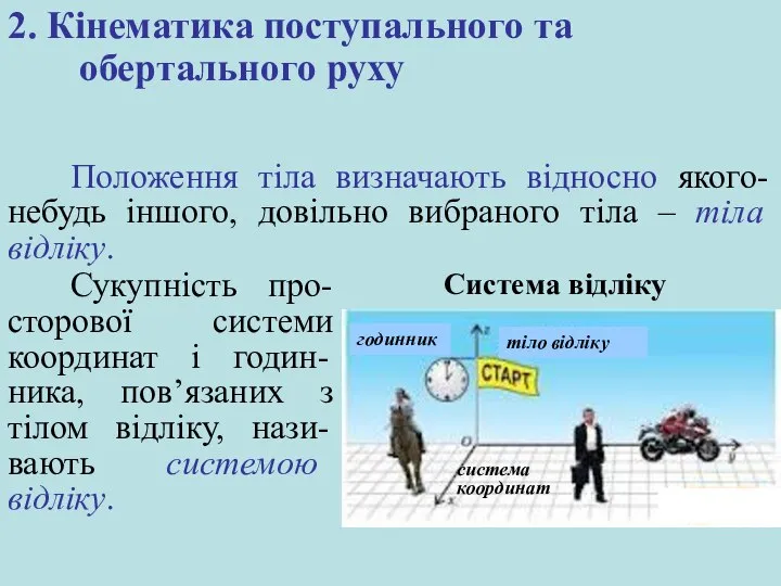 Положення тіла визначають відносно якого-небудь іншого, довільно вибраного тіла – тіла