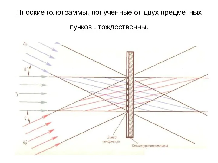 Плоские голограммы, полученные от двух предметных пучков , тождественны.