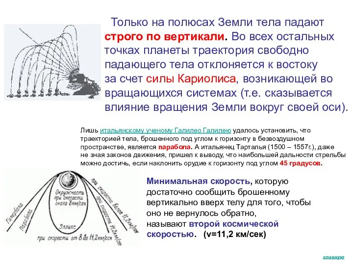 Только на полюсах Земли тела падают строго по вертикали. Во всех