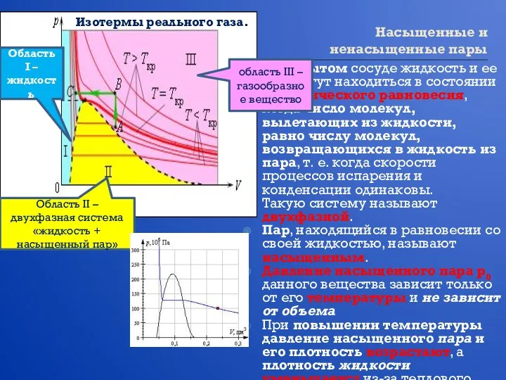 Насыщенные и ненасыщенные пары В закрытом сосуде жидкость и ее пар