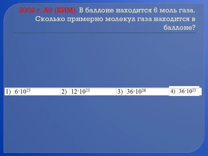 2002 г. А9 (КИМ). В баллоне находится 6 моль газа. Сколько