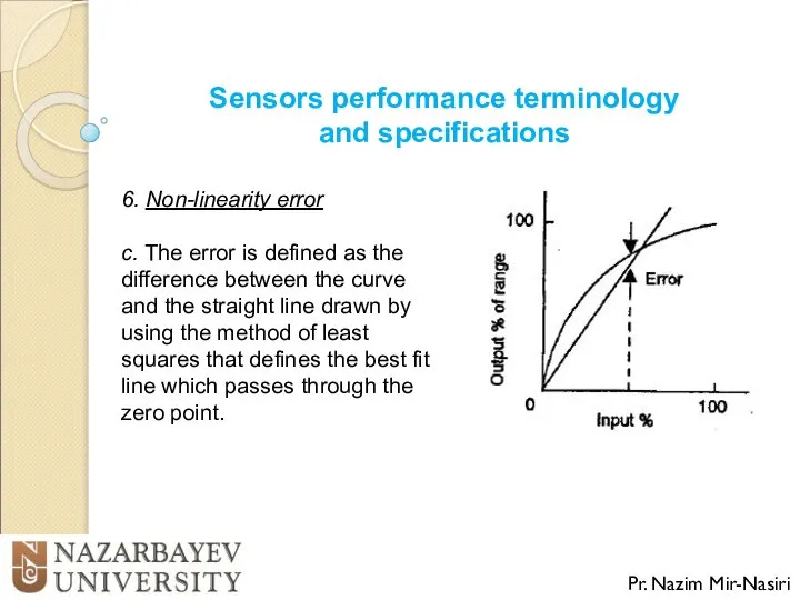 Sensors performance terminology and specifications Pr. Nazim Mir-Nasiri 6. Non-linearity error