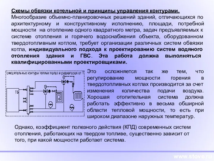 www.stove.ru Схемы обвязки котельной и принципы управления контурами. Многообразие объемно-планировочных решений