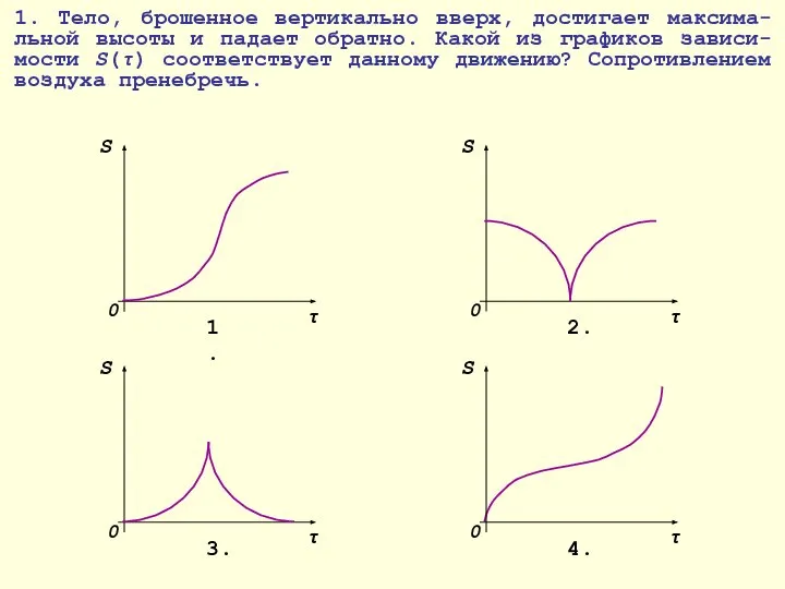 1. Тело, брошенное вертикально вверх, достигает максима-льной высоты и падает обратно.