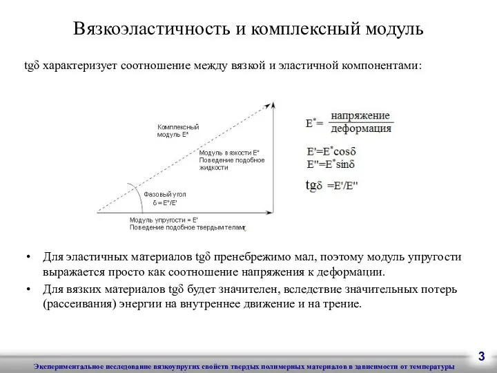 Вязкоэластичность и комплексный модуль tgδ характеризует соотношение между вязкой и эластичной