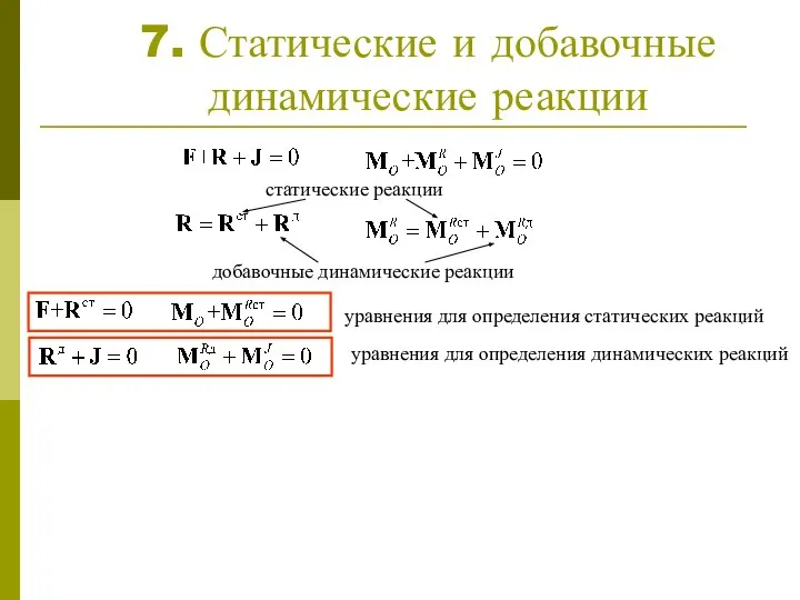 7. Статические и добавочные динамические реакции статические реакции добавочные динамические реакции