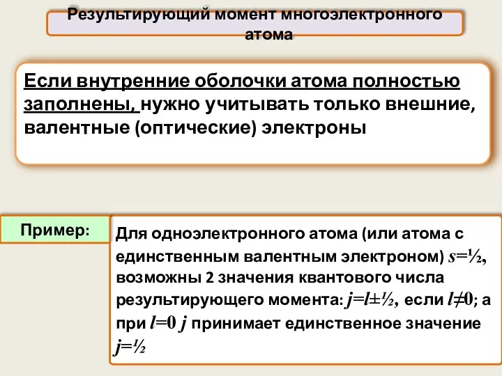 Если внутренние оболочки атома полностью заполнены, нужно учитывать только внешние, валентные