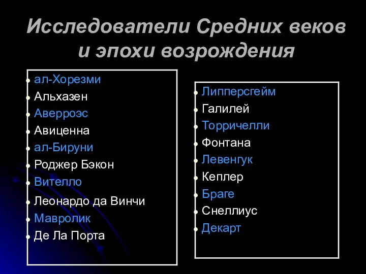 Исследователи Средних веков и эпохи возрождения