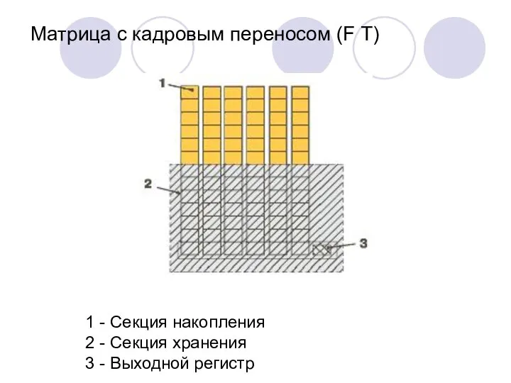 Матрица с кадровым переносом (F T) 1 - Секция накопления 2