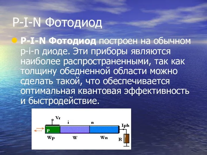 P-I-N Фотодиод P-I-N Фотодиод построен на обычном p-i-n диоде. Эти приборы