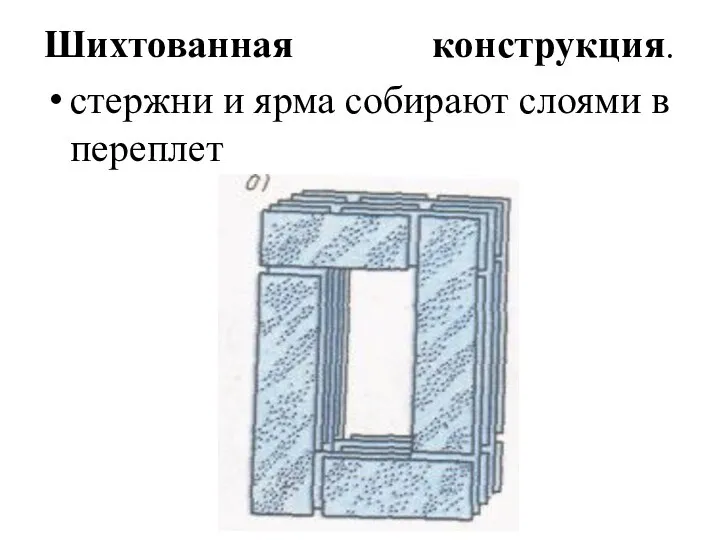 Шихтованная конструкция. стержни и ярма собирают слоями в переплет