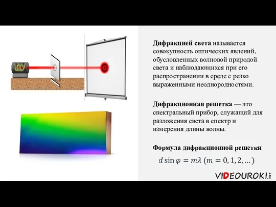 Дифракцией света называется совокупность оптических явлений, обусловленных волновой природой света и