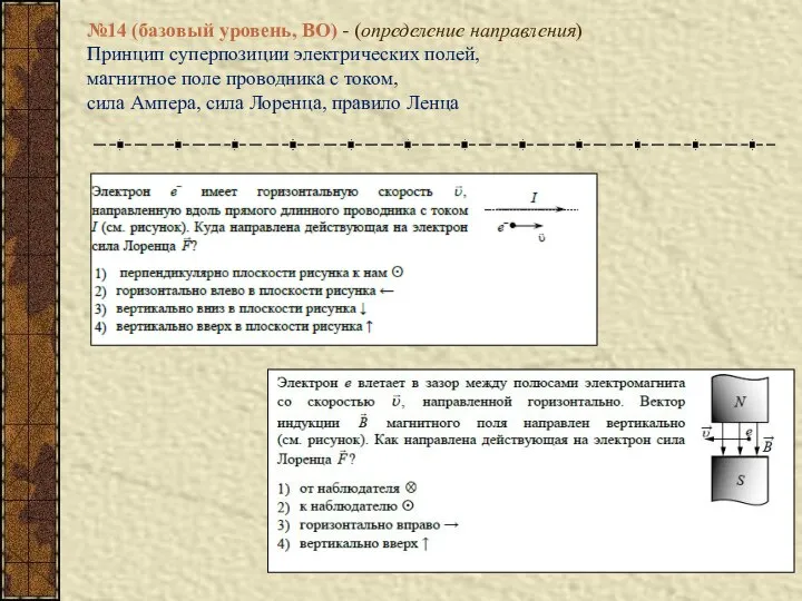 №14 (базовый уровень, ВО) - (определение направления) Принцип суперпозиции электрических полей,